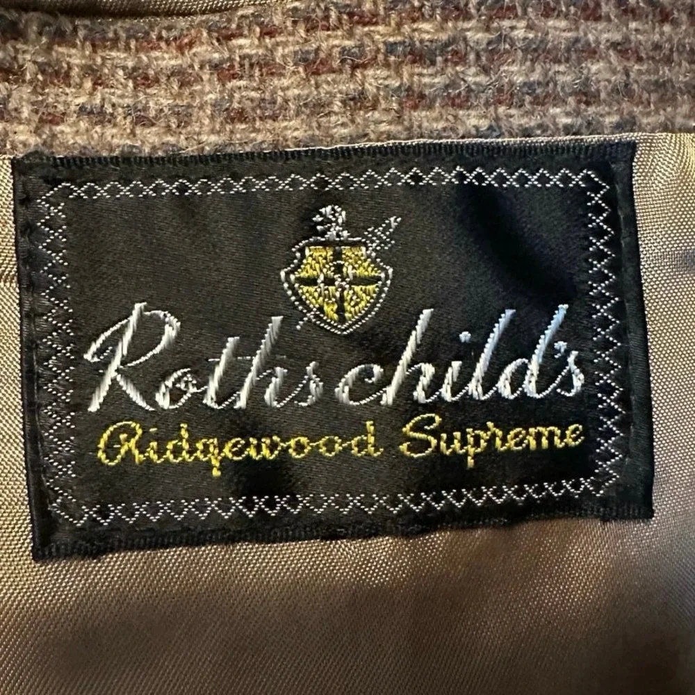 Rothschilds‎ Blazer Mens 44R Brown Houndstooth Ridgewood Supreme Sportcoat